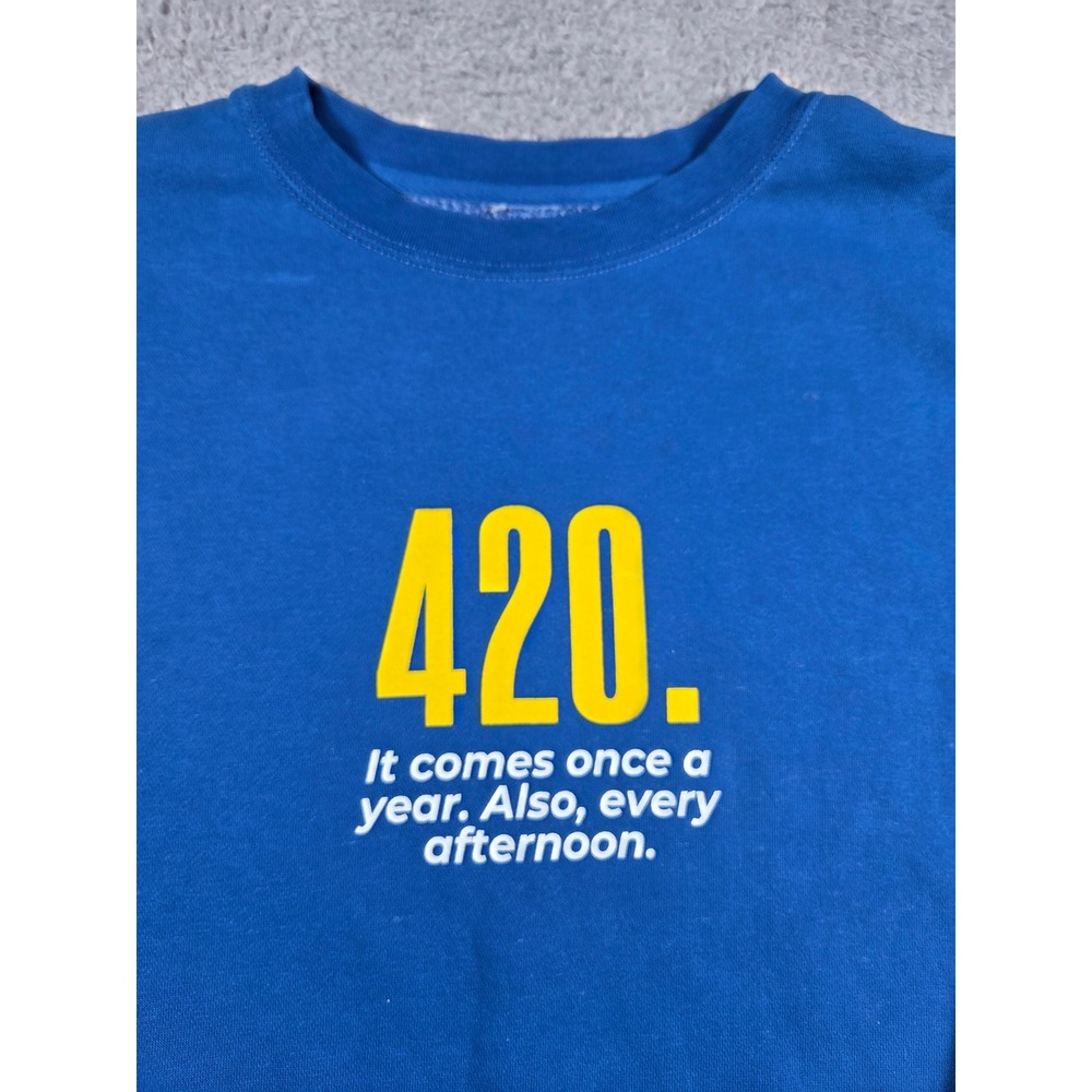 Cresco 420 Graphic Sweatshirt Medium‎ Blue Mens Pullover Fleece Humor Streetwear